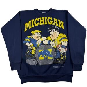 Vintage Michigan Flintstones Wolverines University Football Crewneck Fits Medium